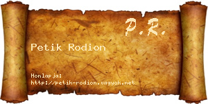 Petik Rodion névjegykártya